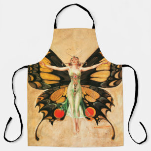 Flapper Butterfly Flying Woman Illustration Apron