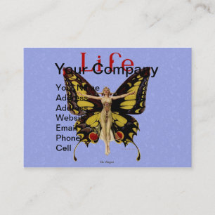 Flapper Butterfly Flying Woman Illustration Business Card