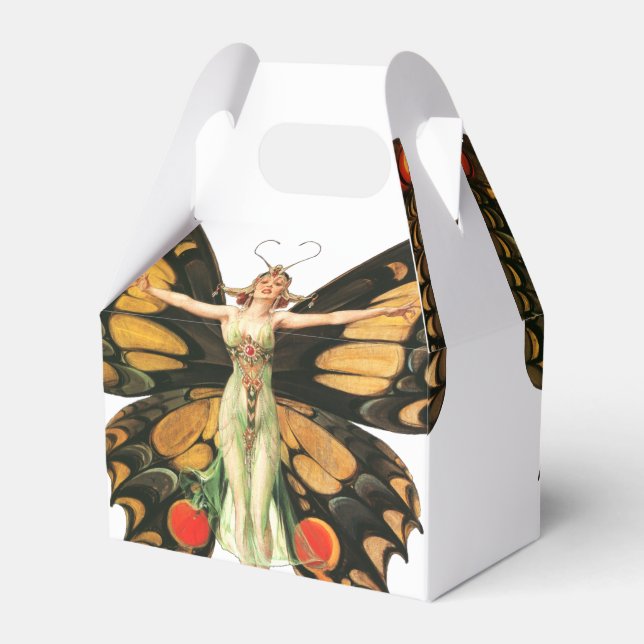 Flapper Butterfly Flying Woman Illustration Favour Box (Front Side)