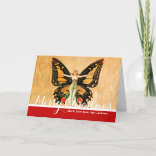 Flapper Butterfly Flying Woman Illustration Holiday Card