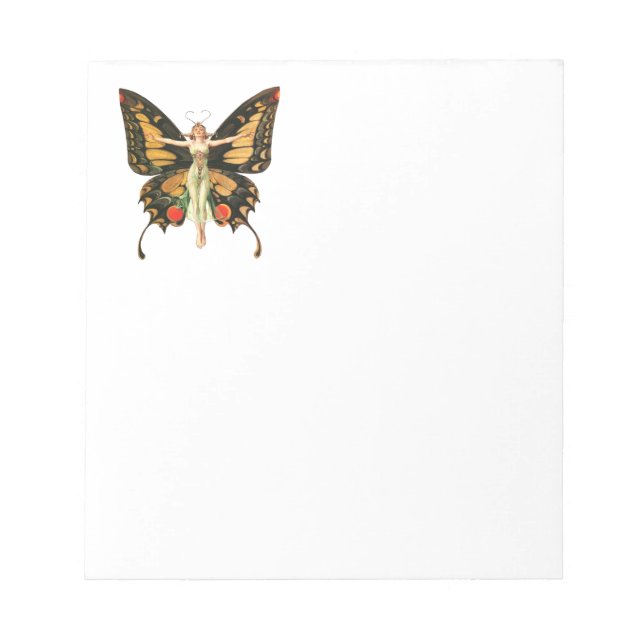 Flapper Butterfly Flying Woman Illustration Notepad (Front)