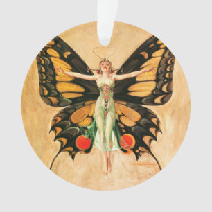 Flapper Butterfly Flying Woman Illustration Ornament