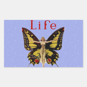 Flapper Butterfly Flying Woman Illustration Rectangular Sticker