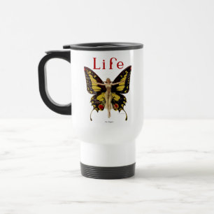 Flapper Butterfly Flying Woman Illustration Travel Mug