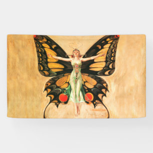 Flapper Butterfly Leyendecker Woman Illustration Banner