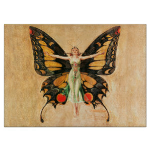 Flapper Butterfly Leyendecker Woman Illustration Cutting Board