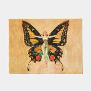 Flapper Butterfly Leyendecker Woman Illustration Doormat