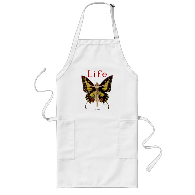 Flapper Butterfly Leyendecker Woman Illustration Long Apron (Front)