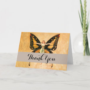 Flapper Butterfly Leyendecker Woman Illustration Thank You Card