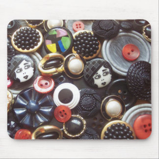 Flapper Button Collage Mouse Mat
