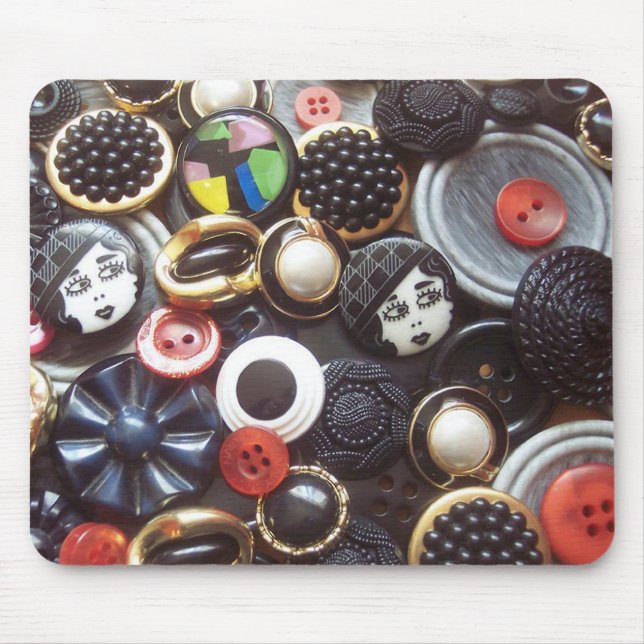 Flapper Button Collage Mouse Mat (Front)