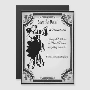 Flapper Couple Save the Date Magnetic Card