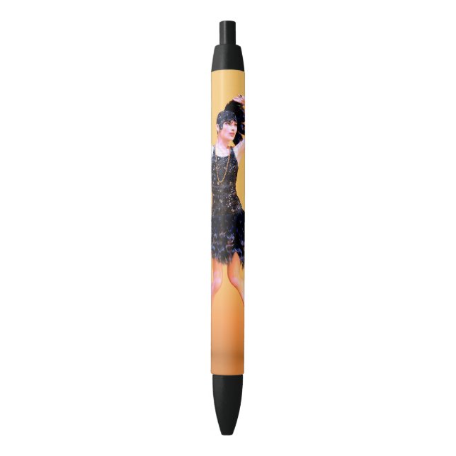 Flapper Dancing Vintage Black Ink Pen (Front Vertical)