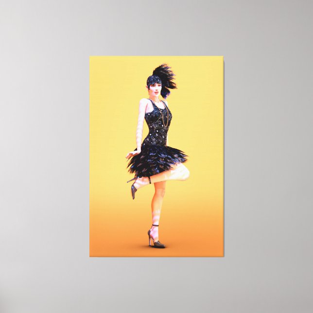 Flapper Dancing Vintage Canvas Print (Front)