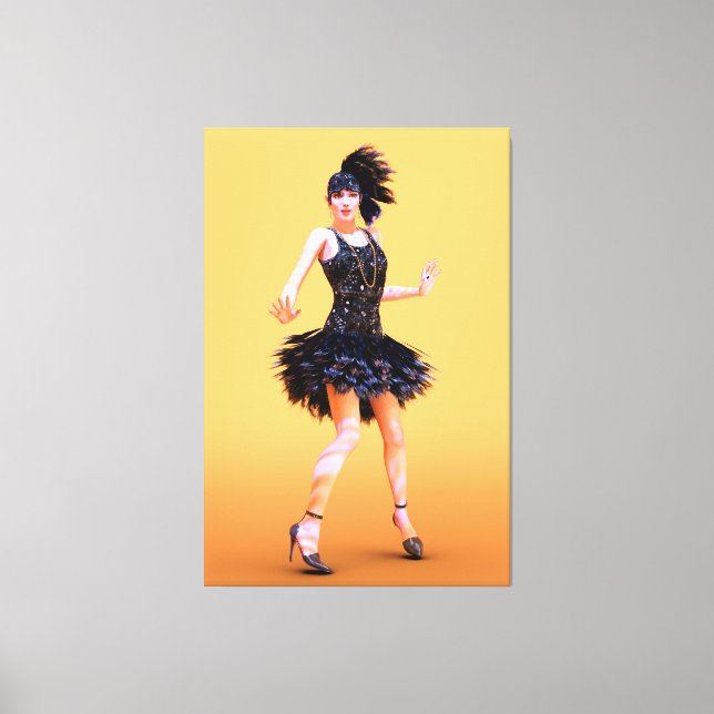 Flapper Dancing Vintage Canvas Print (Front)