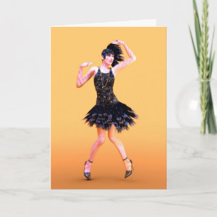 Flapper Dancing Vintage Card