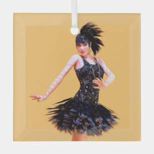 Flapper Dancing Vintage Glass Tree Decoration