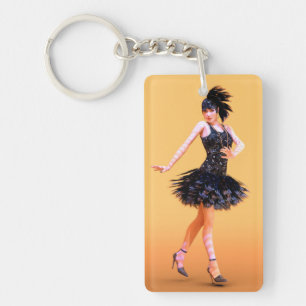 Flapper Dancing Vintage Key Ring