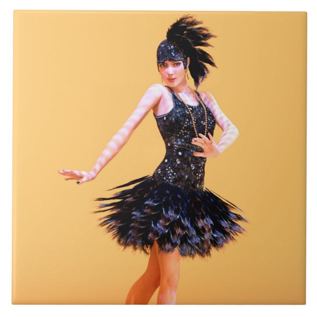 Flapper Dancing Vintage Tile (Front)