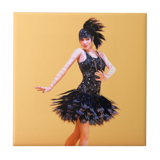 Flapper Dancing Vintage Tile (Front)