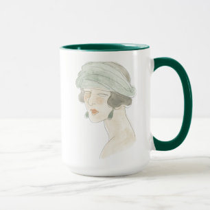 Flapper Fashion Sketch - Portrait Mug