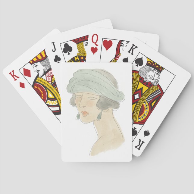 Flapper Fashion Sketch - Portrait Playing Cards (Back)