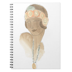 Flapper Fashion Sketch - Woman with Hairpiece Notebook