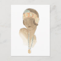 Flapper Fashion Sketch - Woman with Hairpiece