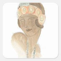 Flapper Fashion Sketch - Woman with Hairpiece