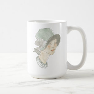 Flapper Fashion Sketch - Woman with Hat Coffee Mug