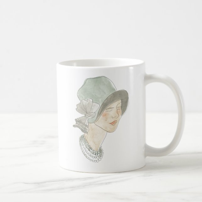Flapper Fashion Sketch - Woman with Hat Coffee Mug (Right)
