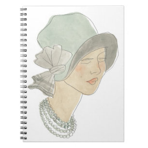 Flapper Fashion Sketch - Woman with Hat Notebook