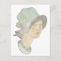Flapper Fashion Sketch - Woman with Hat