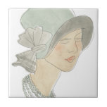 Flapper Fashion Sketch - Woman with Hat Tile<br><div class="desc">Flapper Fashion Sketches I by June Erica Vess. | 139025D</div>