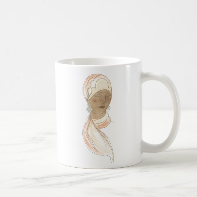 Flapper Fashion Sketch - Woman with Scarf Coffee Mug (Right)
