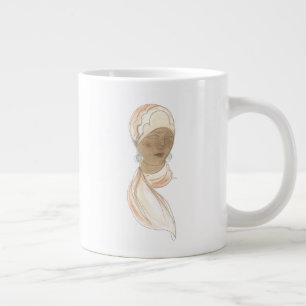 Flapper Fashion Sketch - Woman with Scarf Large Coffee Mug
