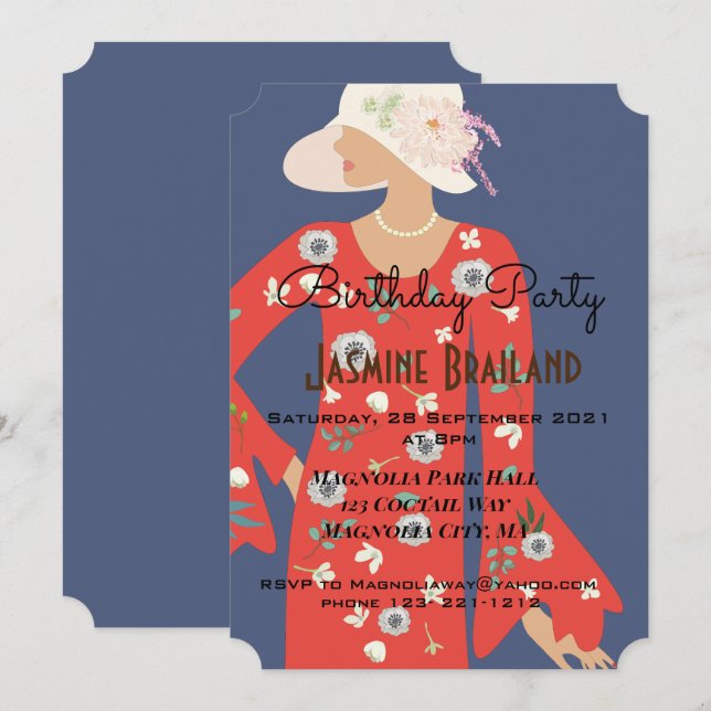 Flapper Girl Birthday Party invitaion Invitation (Front/Back)