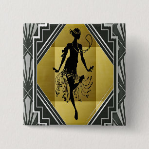 flapper girl button