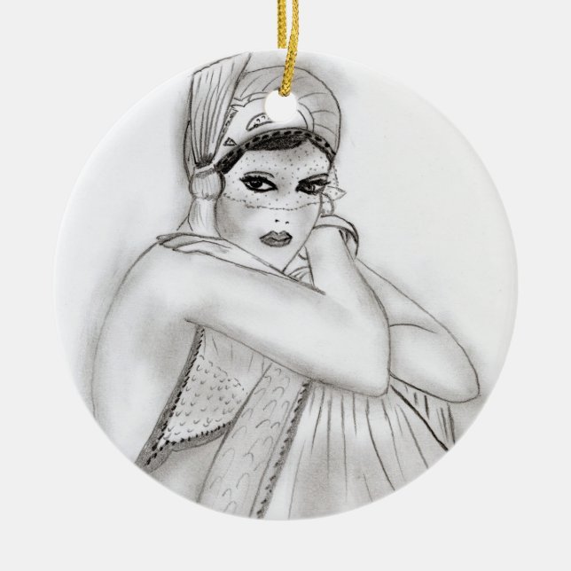 Flapper Girl Ceramic Tree Decoration (Front)