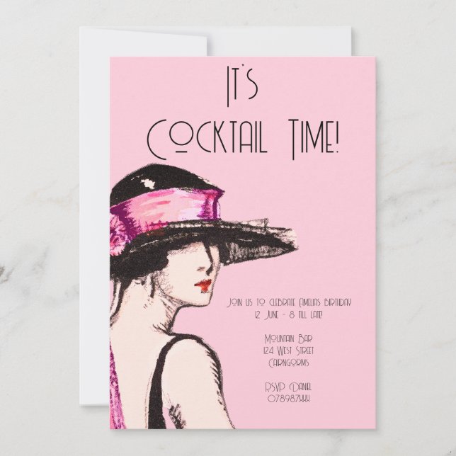 Flapper Girl Cocktail Party Invitation (Front)