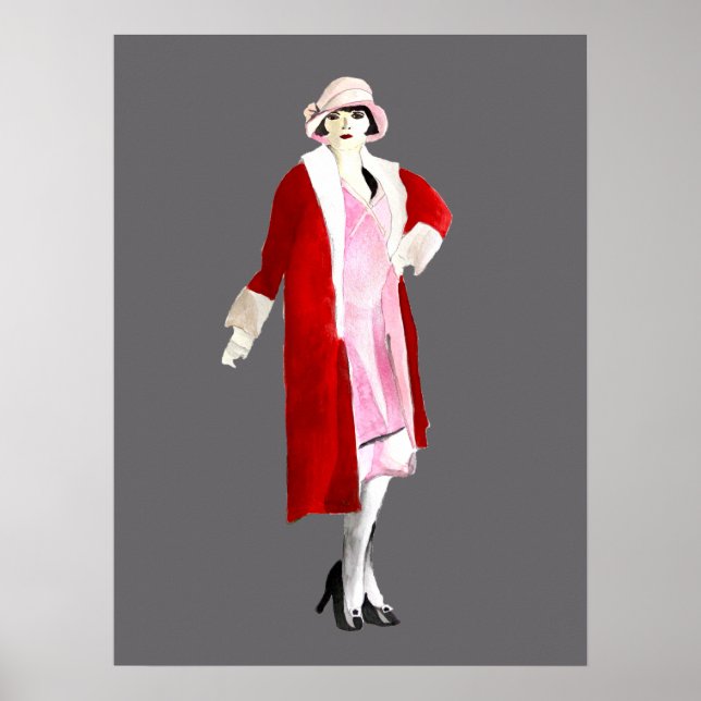 Flapper girl fashion watercolor poster (Front)