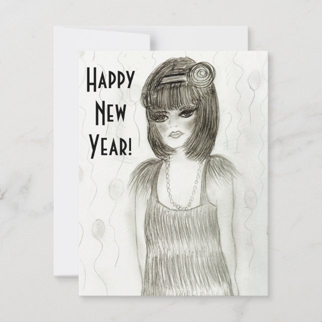 Flapper Girl New Year Invites (Front)