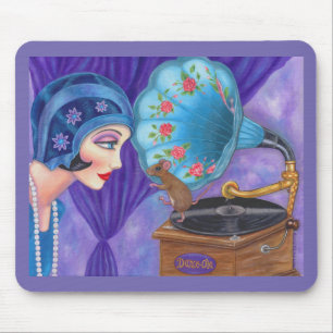 Flapper Girl Roaring Twenties Mouse Gramophone Mouse Mat