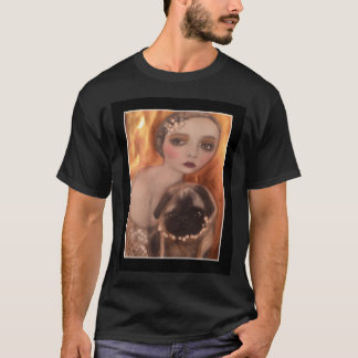 Flapper Girl Vintage Pug Art T-Shirt