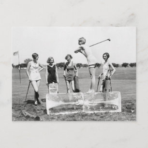 Flapper Girls Playing Golf, 1926 Postcard