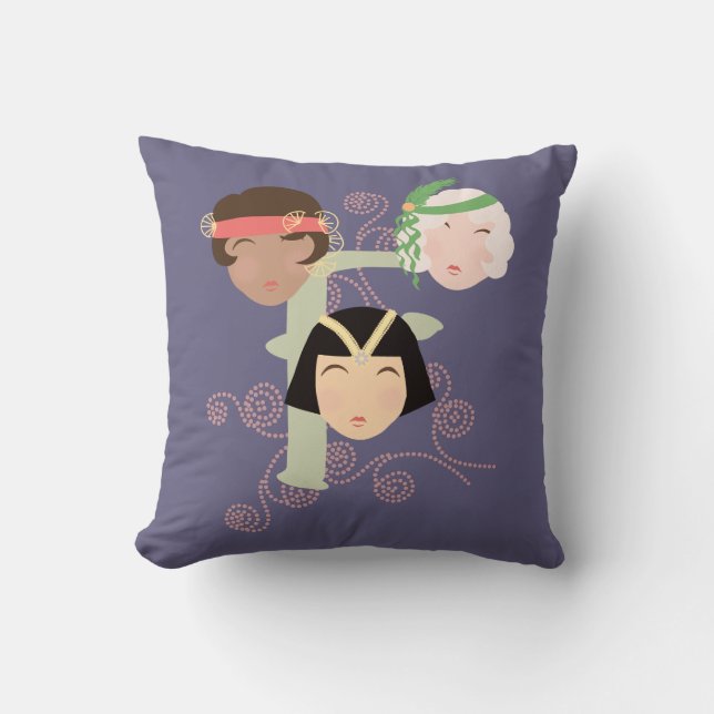 Flapper girls roaring twenties cushion (Front)