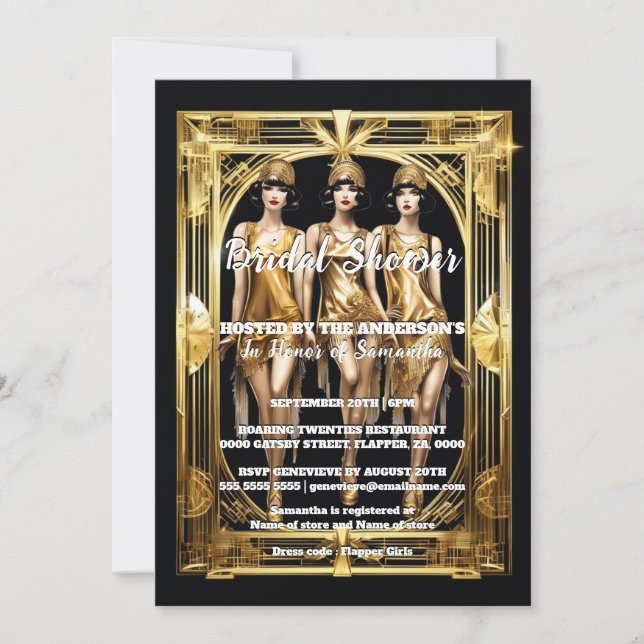 Flapper girls speakeasy 1920's great gatsby theme invitation (Front)