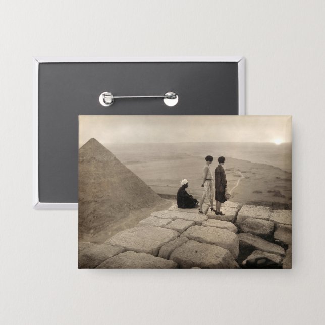Flapper Girls Sunrise Khufu Pyramid, Egypt 1920  (Front/Back)