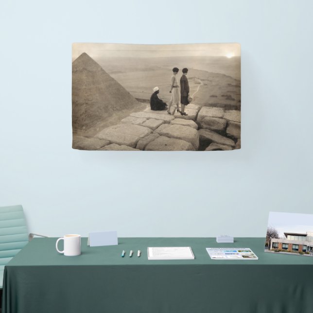 Flapper Girls Sunrise Khufu Pyramid, Egypt 1920  Banner (Tradeshow)