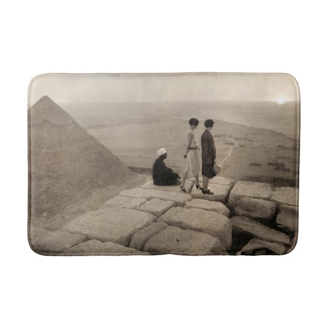 Flapper Girls Sunrise Khufu Pyramid, Egypt 1920  Bath Mat (Front)